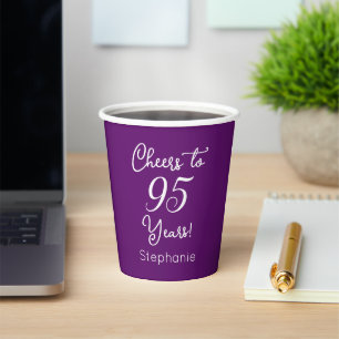Autumn Purple Cheers to 95 Years 95th Birthday Paper Cups