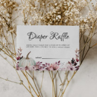 Autumn Purple Flowers Pumpkin Diaper Raffle