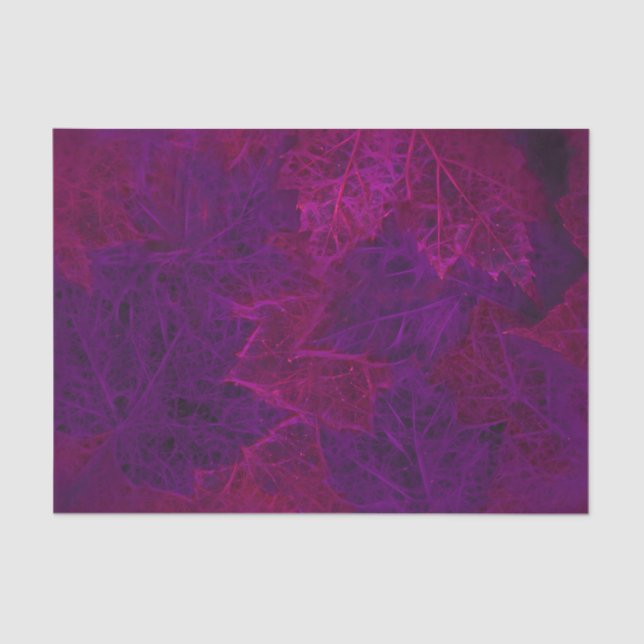 Autumn Purple Pink Neon Dark Maple Leaves Tissue Paper (Front)
