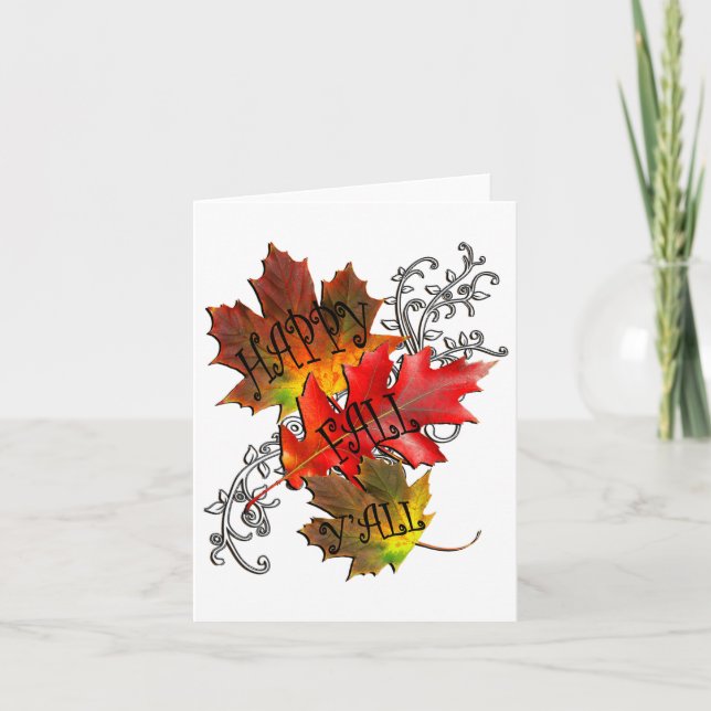 Autumn Quote Happy Fall Y'all  Card (Front)