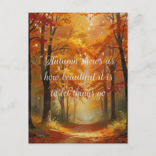 Autumn Quotes Forest Trees Leaves Ways  Postcard