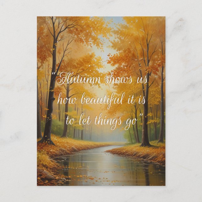 Autumn Quotes Forest Trees Leaves Ways  Postcard (Front)