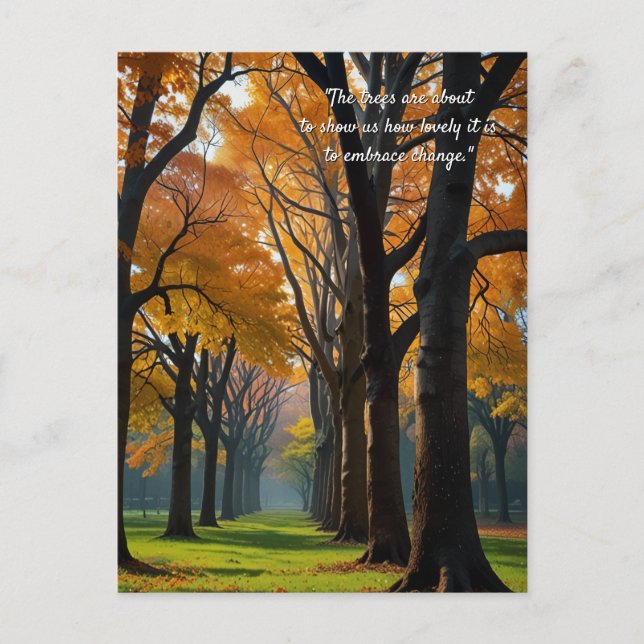 Autumn Quotes Forest Trees Leaves Ways  Postcard (Front)
