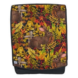 Autumn Rabbit on black Backpack