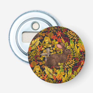 Autumn Rabbit on black Bottle Opener