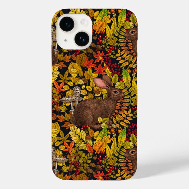 Autumn Rabbit on black Case-Mate iPhone Case (Back)