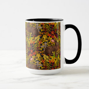 Autumn Rabbit on black Mug
