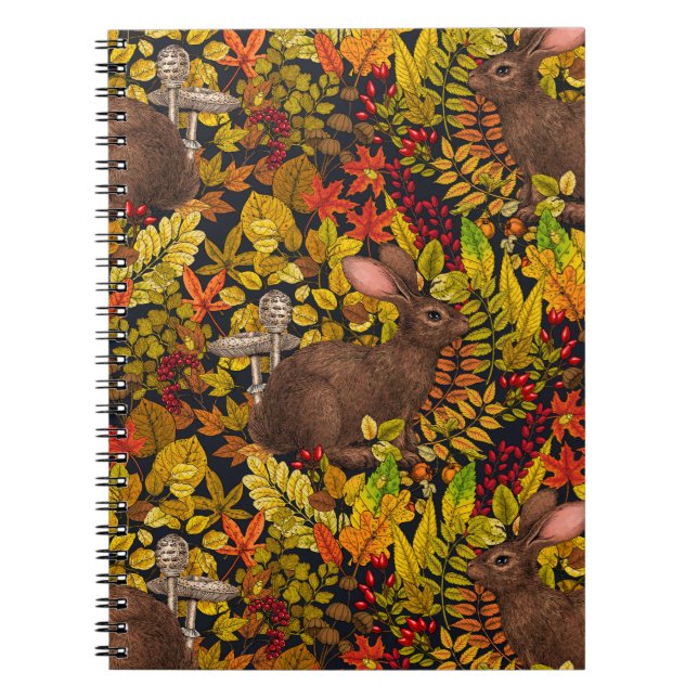 Autumn Rabbit on black Notebook (Front)