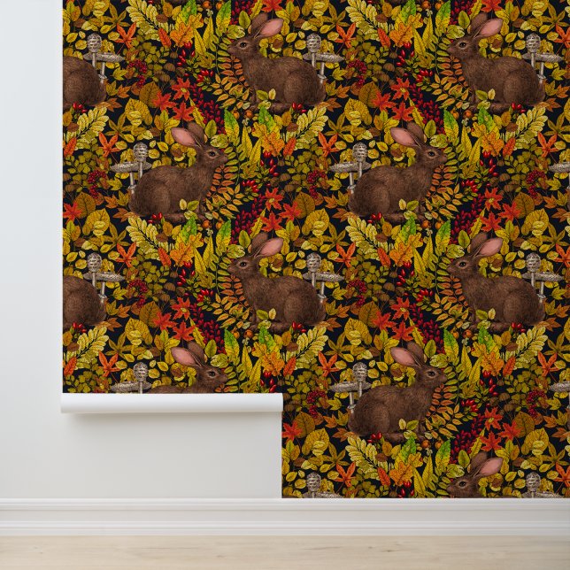 Autumn Rabbit on black Wallpaper (Application)