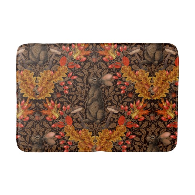 Autumn rabbit on brown bath mat (Front)