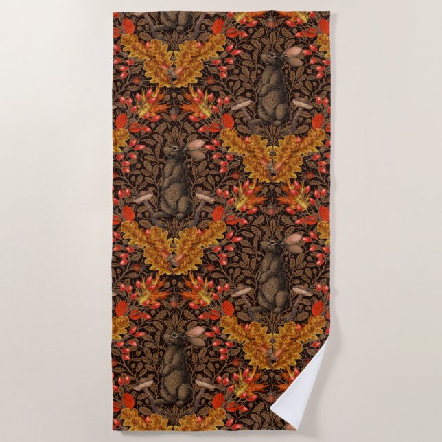 Autumn rabbit on brown beach towel (Front)