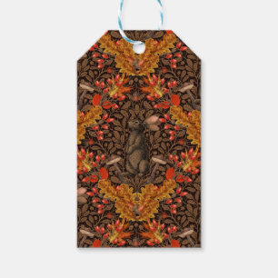 Autumn rabbit on brown gift tags