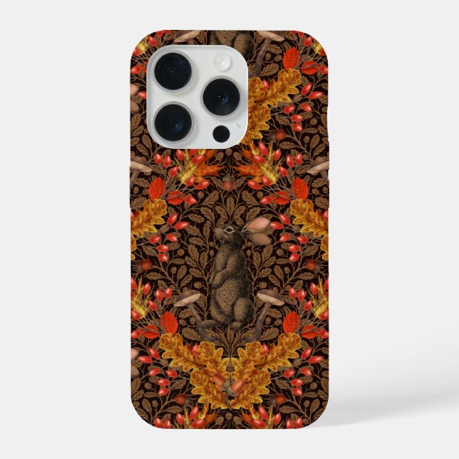 Autumn rabbit on brown iPhone case (Back)