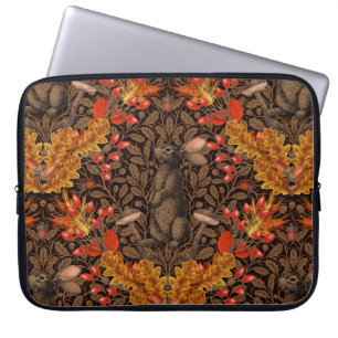 Autumn rabbit on brown laptop sleeve