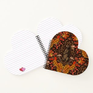 Autumn rabbit on brown notebook