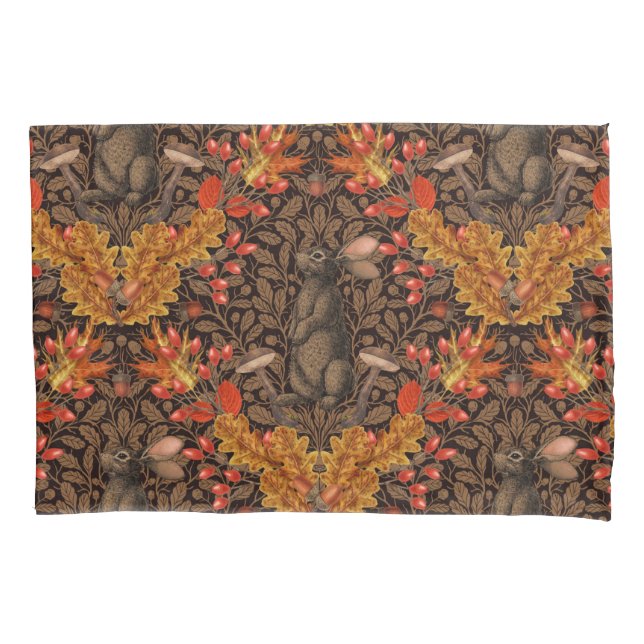 Autumn rabbit on brown pillowcase (Front-Left)
