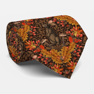 Autumn rabbit on brown tie