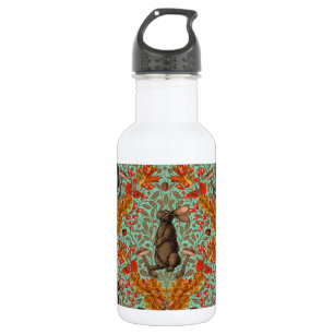 Autumn rabbit on light green 532 ml water bottle