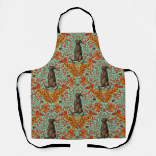 Autumn rabbit on light green apron