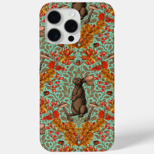 Autumn rabbit on light green iPhone 15 pro max case