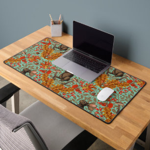 Autumn rabbit on light green desk mat