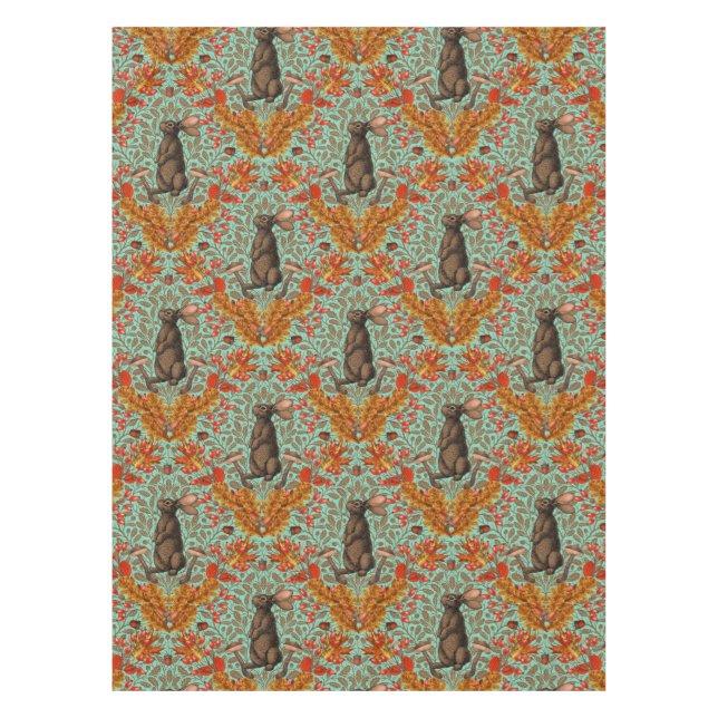Autumn rabbit on light green tablecloth (Front)