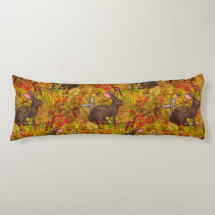 Autumn Rabbit on ochre Body Cushion