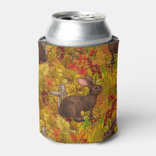 Autumn Rabbit on ochre Can Cooler