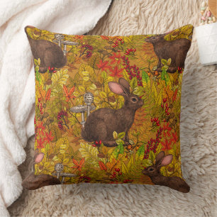 Autumn Rabbit on ochre Cushion