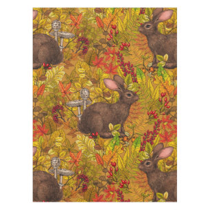 Autumn Rabbit on ochre Tablecloth