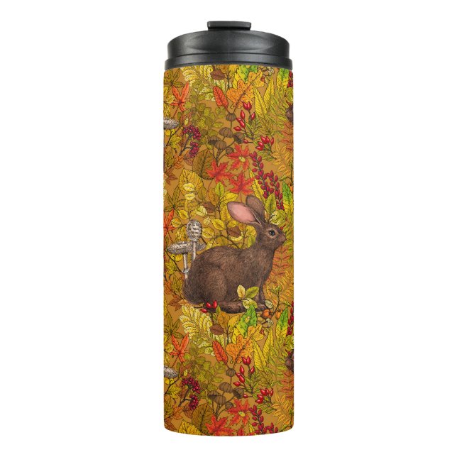 Autumn Rabbit on ochre Thermal Tumbler (Front)