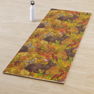 Autumn Rabbit on ochre Yoga Mat