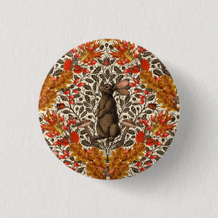 Autumn rabbit on off white 3 cm round badge