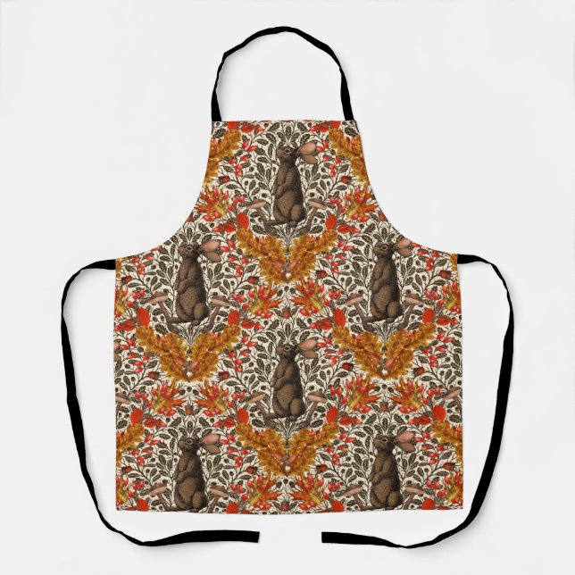 Autumn rabbit on off white apron (Front)