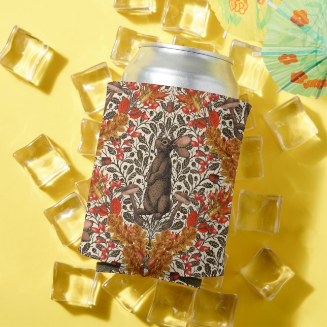 Autumn rabbit on off white can cooler (In Situ Summer)
