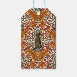 Autumn rabbit on off white gift tags