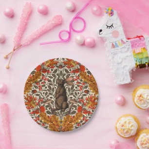 Autumn rabbit on off white paper plate