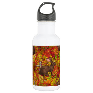 Autumn Rabbit on red 532 Ml Water Bottle
