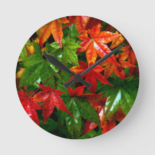 Autumn Rain Round Clock