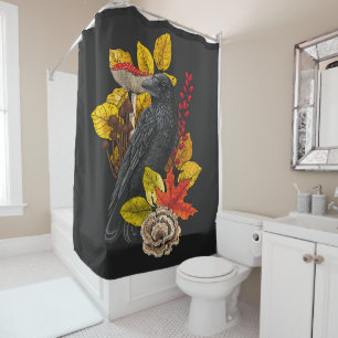 Autumn raven 2 shower curtain