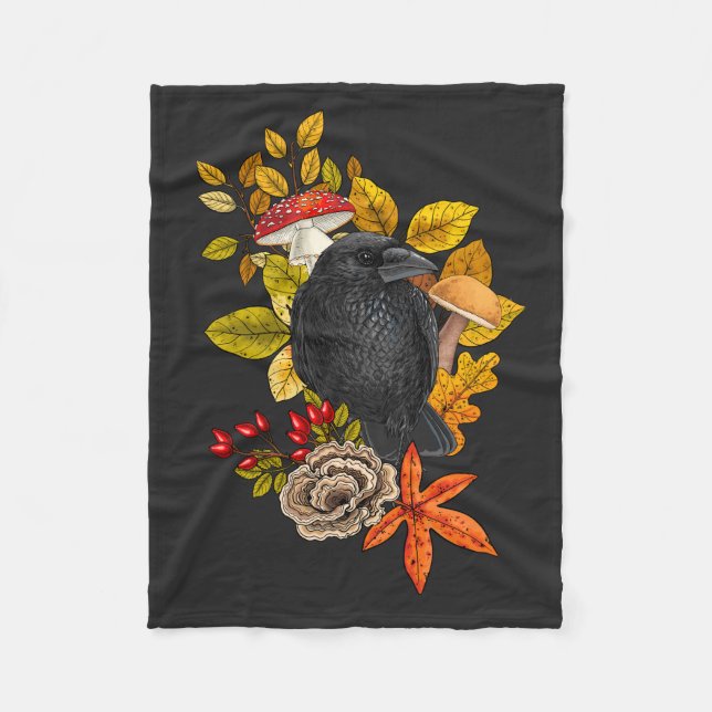 Autumn raven fleece blanket (Front)