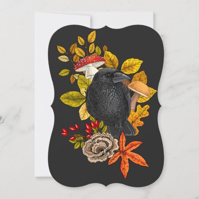 Autumn raven thank you card (Front)