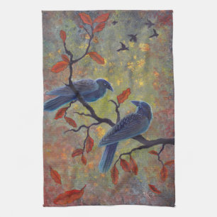 Autumn Ravens Tea Towel