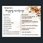 Autumn Recipe for a Happy Marriage Newlyweds Gift Poster<br><div class="desc">Click on "Edit design" to personalize or modify the layout (change wording,  font color,  font style).
** Please see the full collection for matching invitation,  bridal shower games,  tags and sign available**</div>