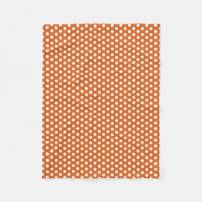 Autumn Red and White Polka Dot Fleece Blanket (Front)