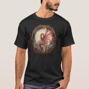 Autumn Red Fairy Faerie Fantasy Gothic Art T-Shirt