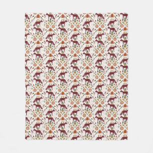 Autumn Red Fox Folk Art Fleece Blanket