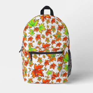 Autumn red green orange leaves maple leaves printed backpack