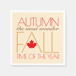 Autumn Red Leaves Word Art Wonder Fall ... Napkin