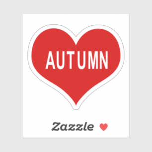 AUTUMN Red Love Heart Vinyl Sticker
